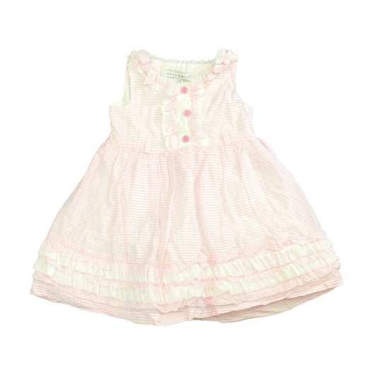 Maggie & Zoe Girls Pink | White Dress Size: 24 Months Pink | White