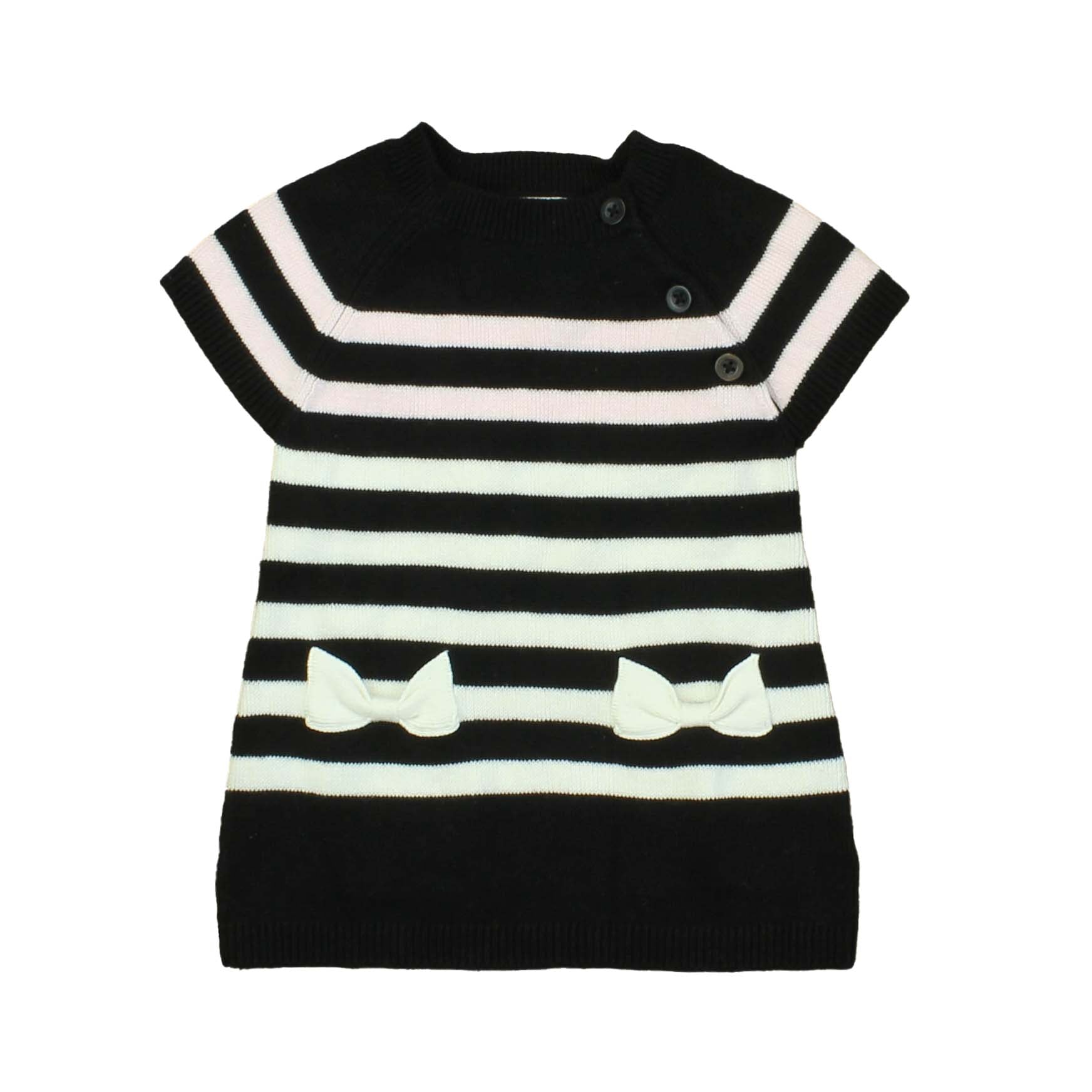 Maggie & Zoe Girls Black | Pink | White | Stripes Sweater Dress Size: 3-6 Months Black | Pink | White | Stripes