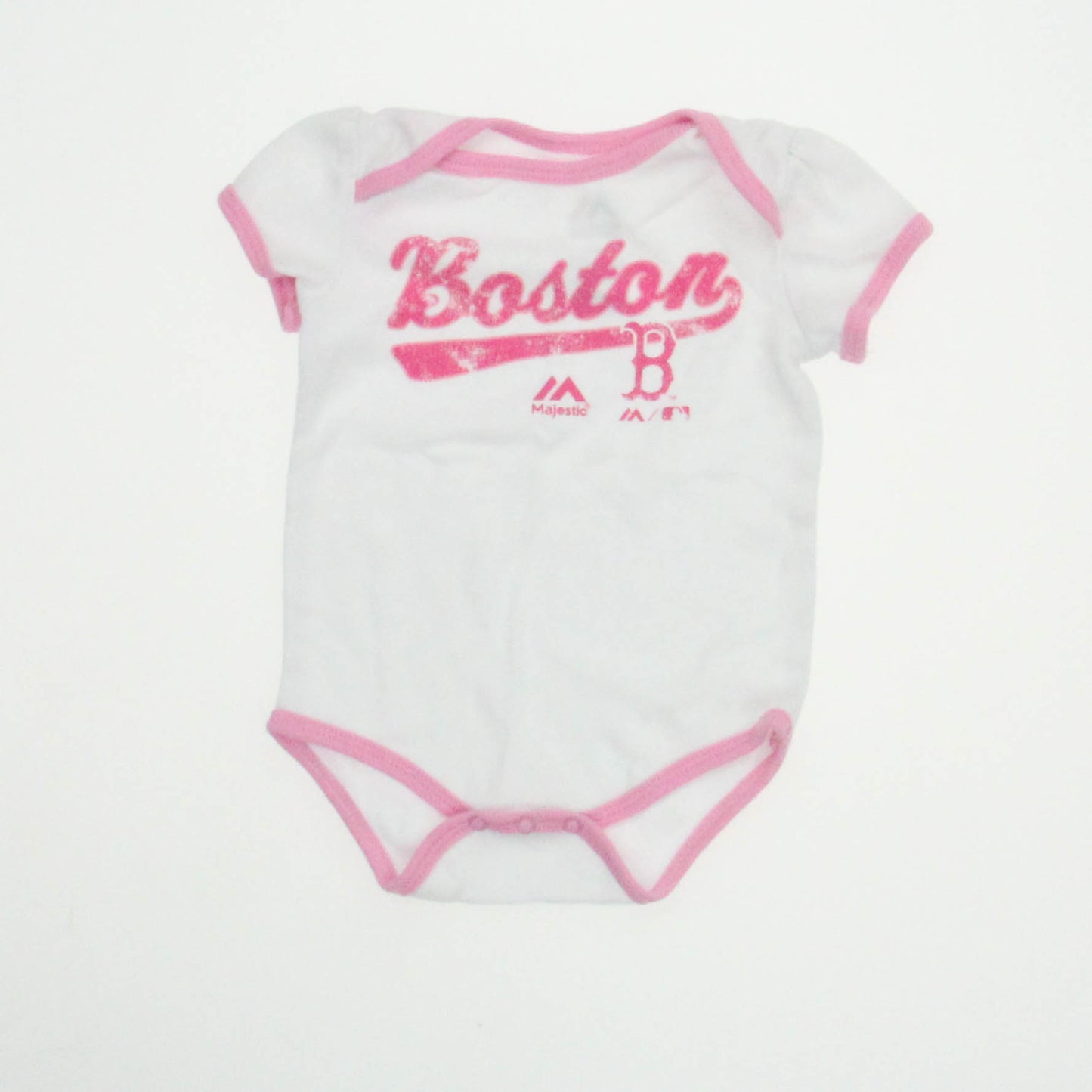 Majestic "Boston Red Sox" Girls White | Pink Onesie Size: 0-3 Months White | Pink