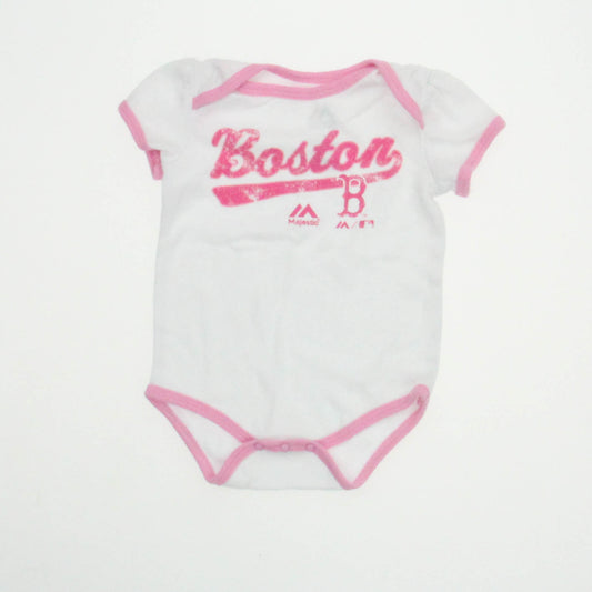 Majestic "Boston Red Sox" Girls White | Pink Onesie Size: 0-3 Months White | Pink