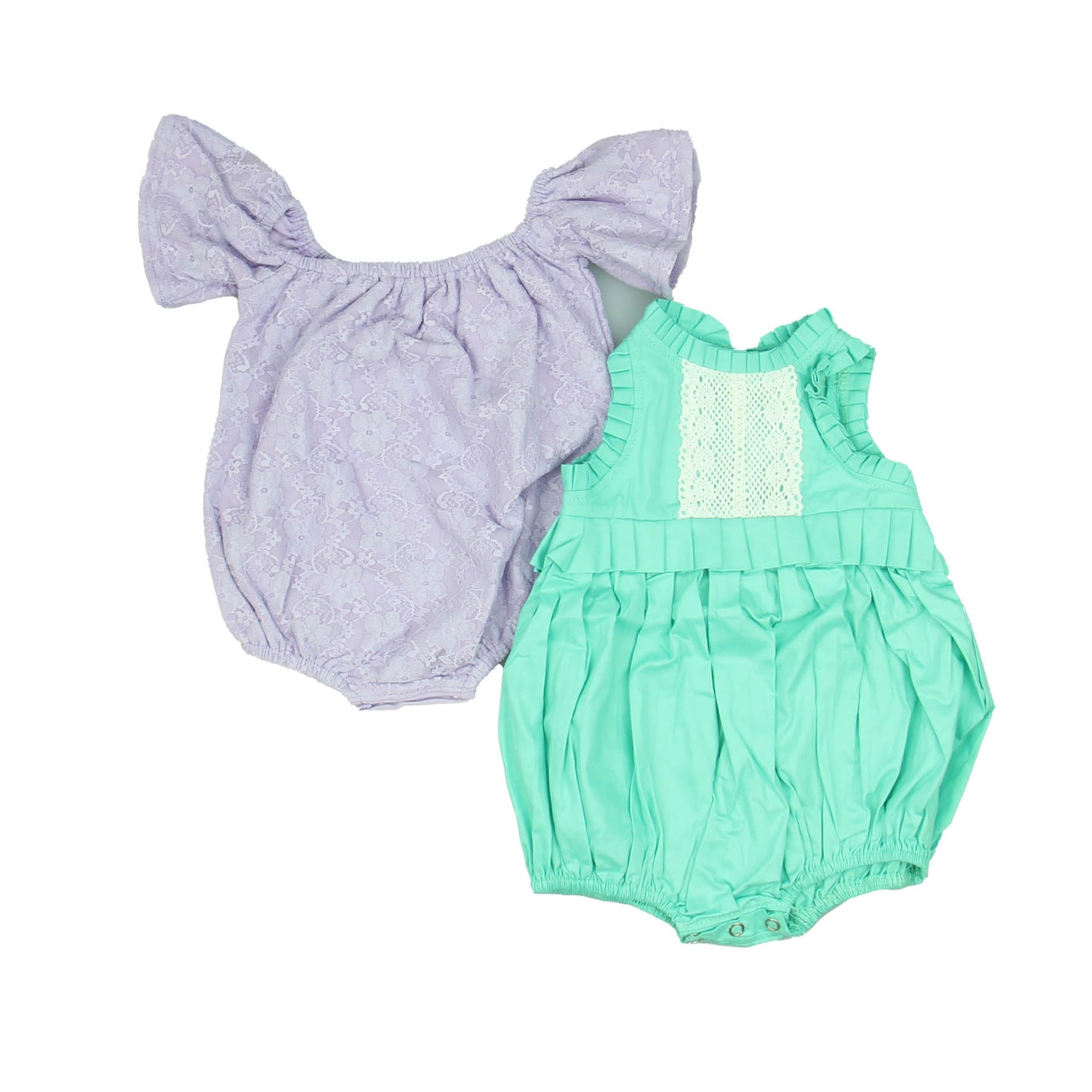 Marie Nicole Girls Purple | Aqua Romper Size: 0-3 Months Purple | Aqua