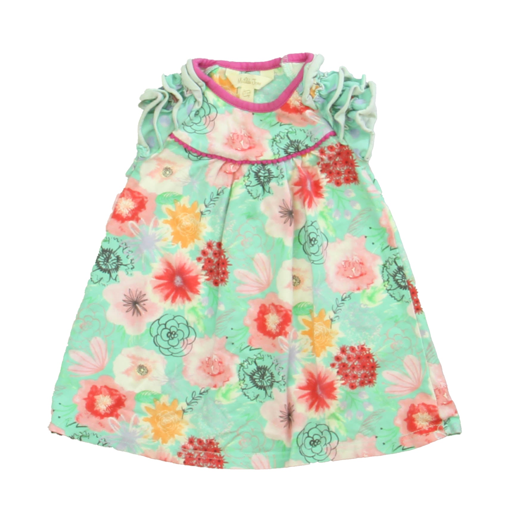 Matilda Jane Girls Aqua Floral Dress Size: 6-12 Months Aqua Floral