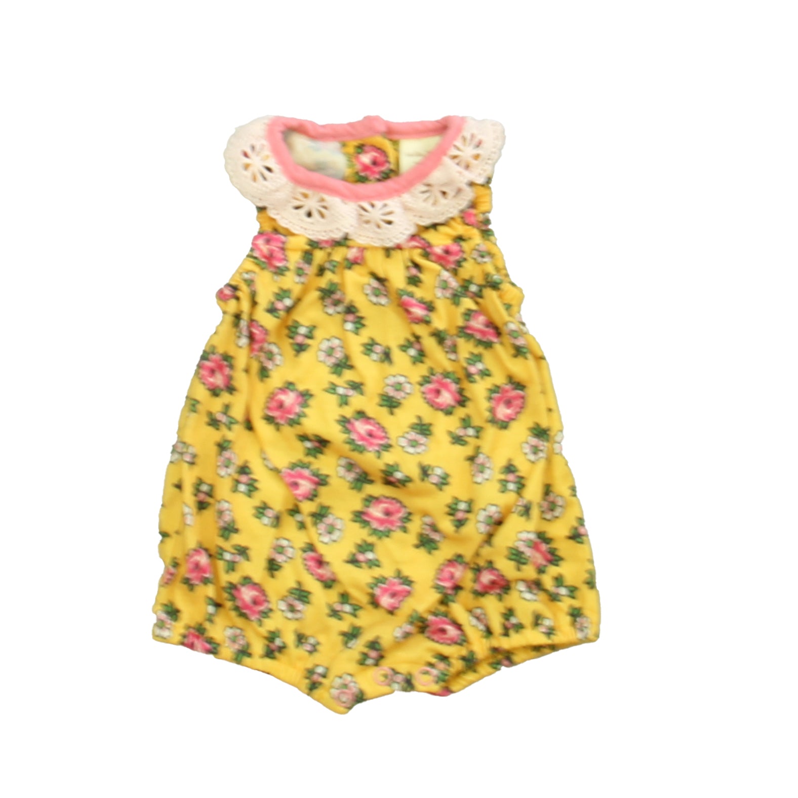 Matilda Jane Girls Yellow | Pink Romper Size: New Born Yellow | Pink