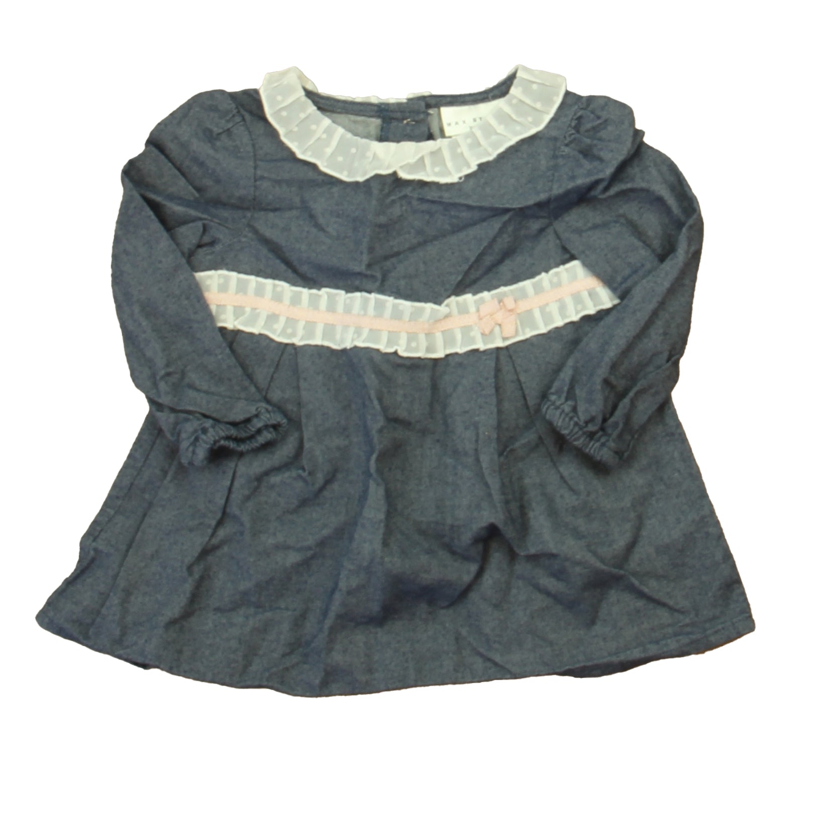 Max Studio Girls Blue | White Dress Size: 6-9 Months Blue | White