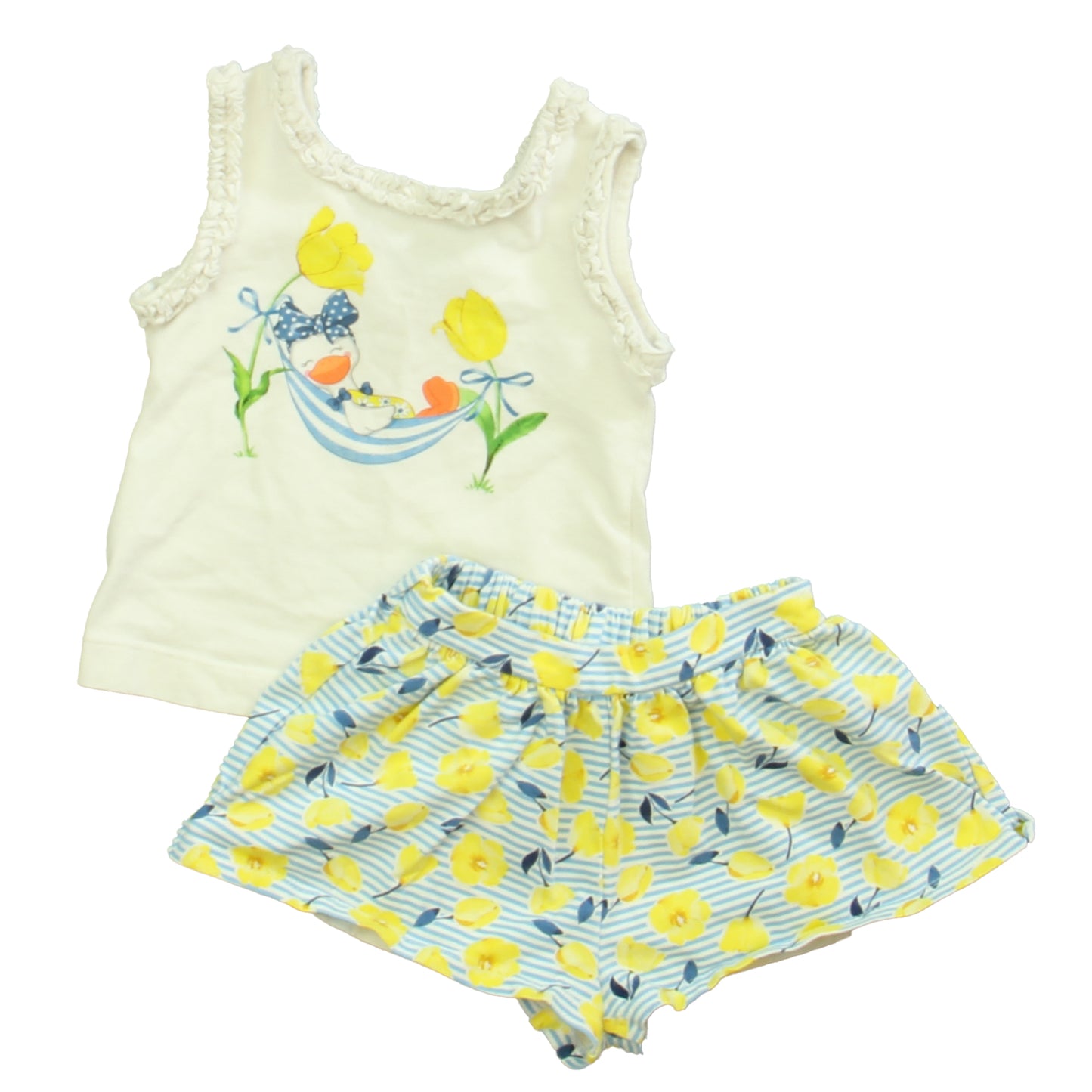 Mayoral Girls White | Yellow | Blue Apparel Sets Size: 12 Months White | Yellow | Blue