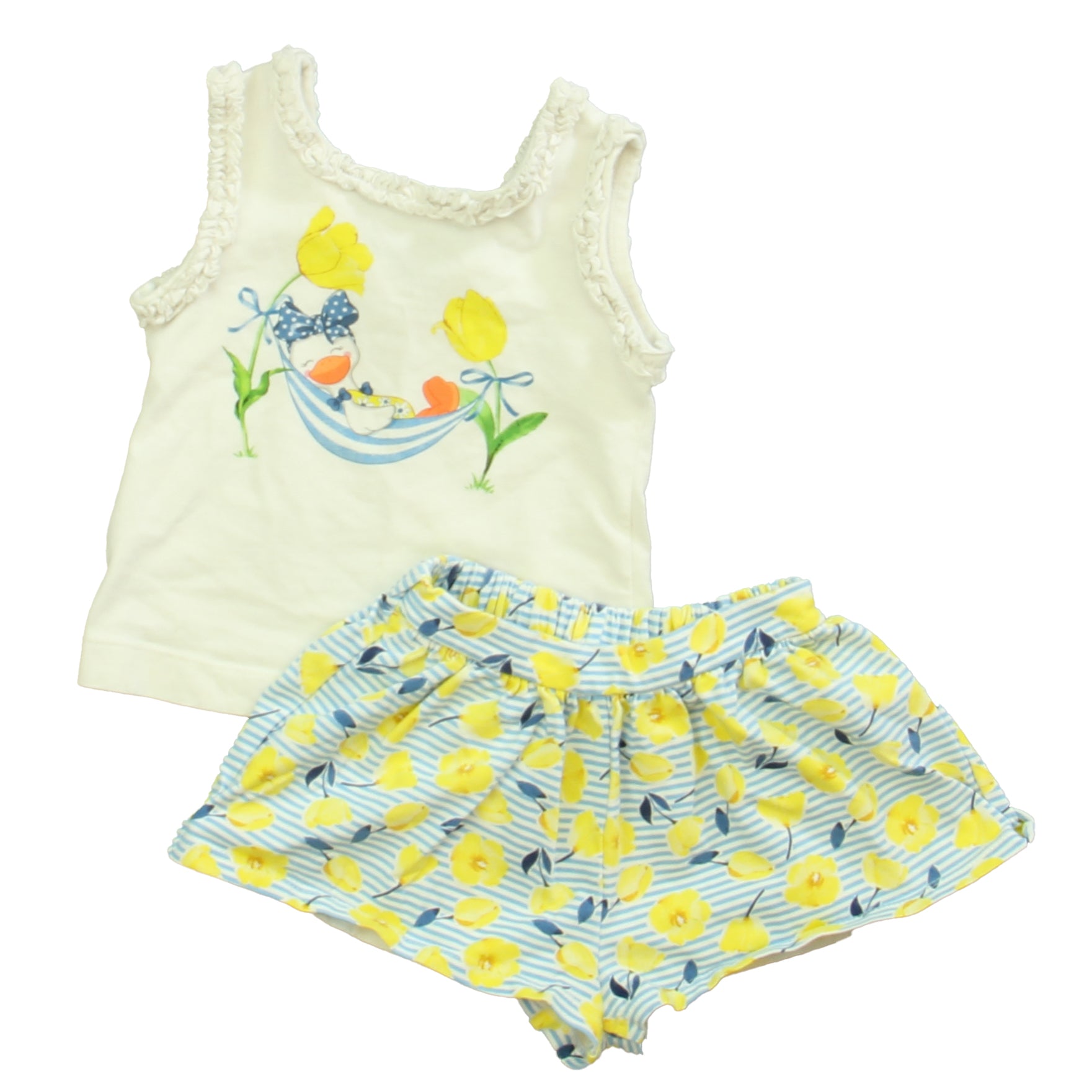 Mayoral Girls White | Yellow | Blue Apparel Sets Size: 12 Months White | Yellow | Blue