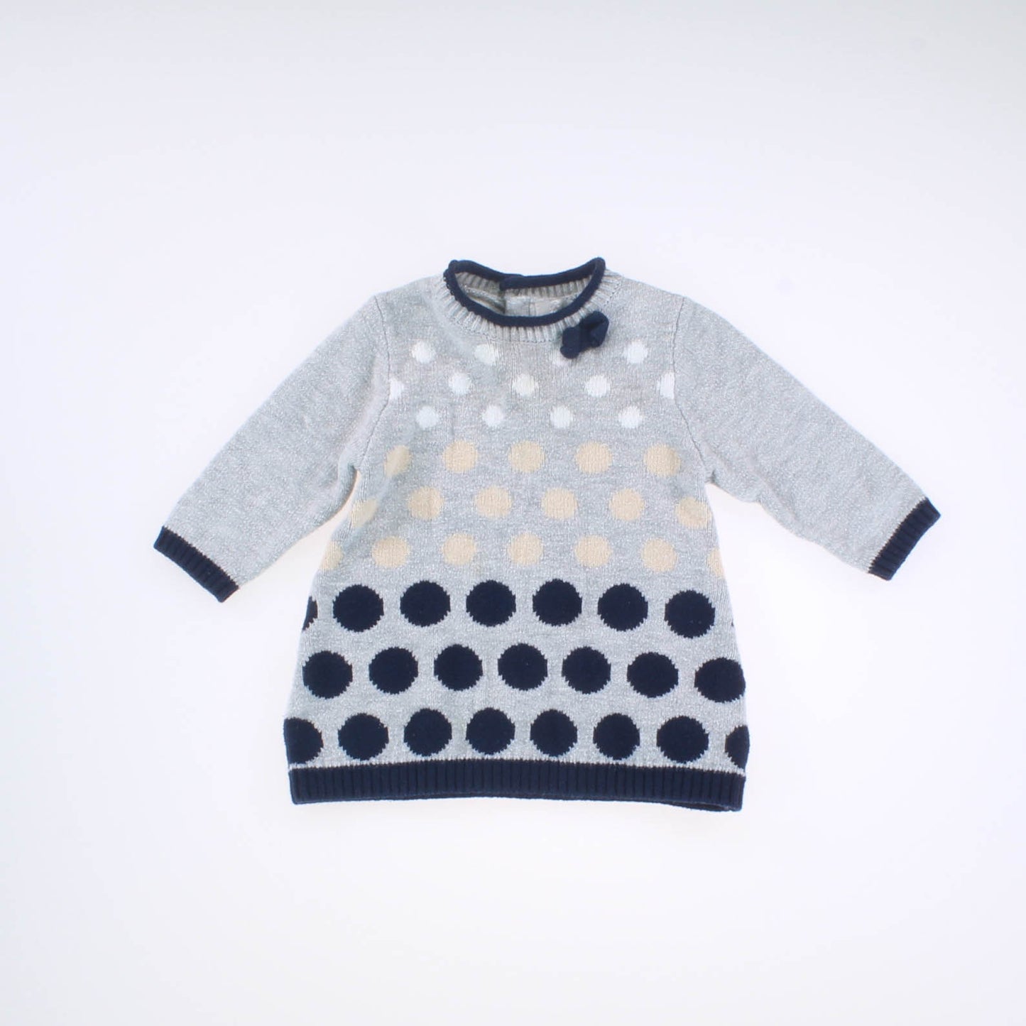 Mayoral Girls Gray | Dots Sweater Dress Size: 3 Months Gray | Dots