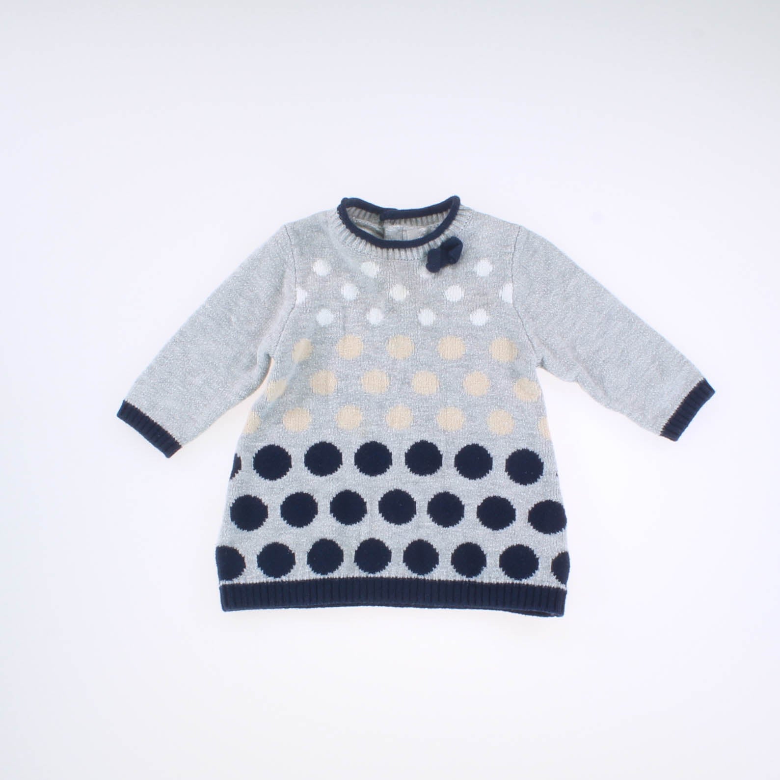 Mayoral Girls Gray | Dots Sweater Dress Size: 3 Months Gray | Dots