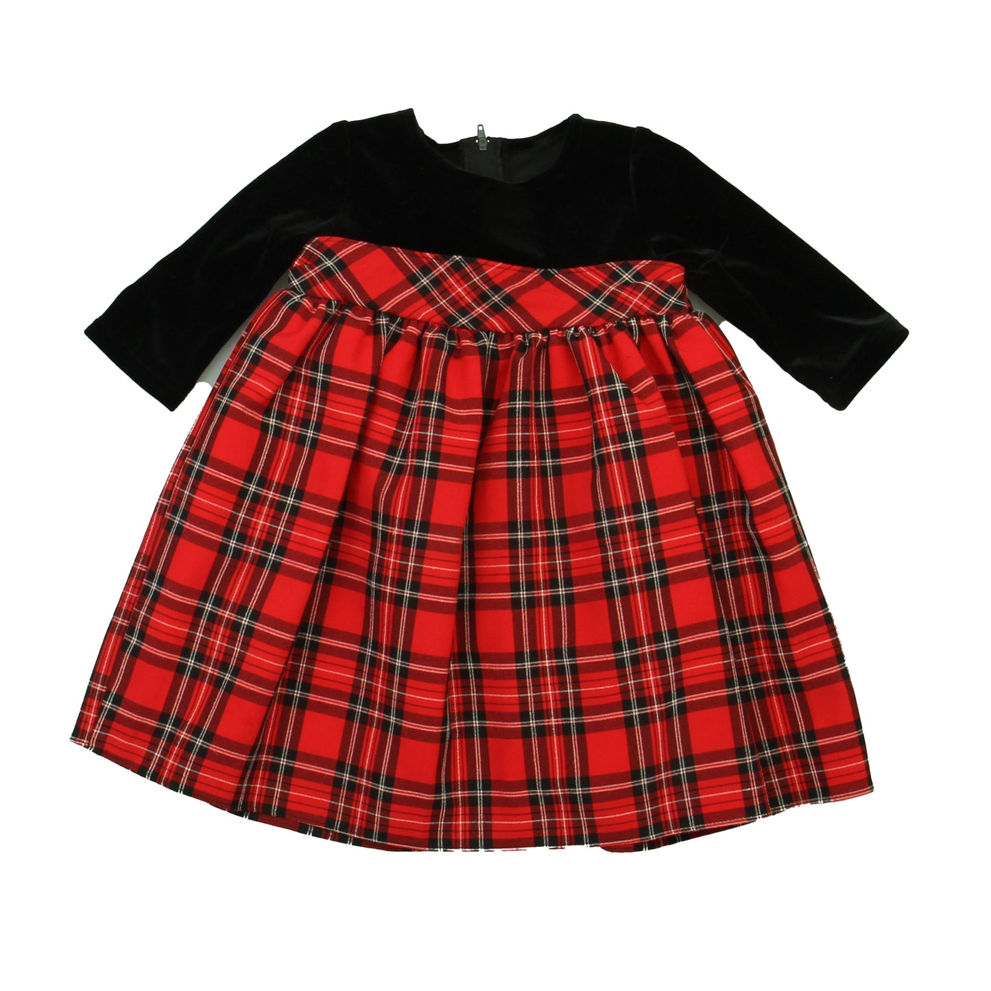 Melody Kids Girls Black | Red Plaid Dress Size: *12-18 Months Black | Red Plaid