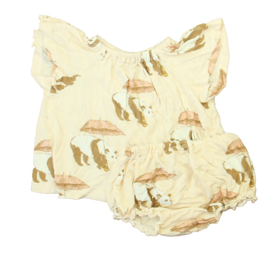 Milk Barn Girls Pink Pandas Apparel Sets Size: 3-6 Months Pink Pandas