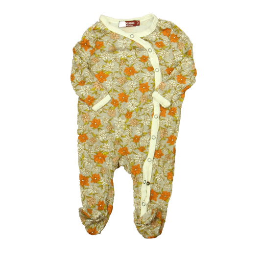 Milkbarn Girls Green | Orange Floral Long Sleeve Outfit Size: 3-6 Months Green | Orange Floral