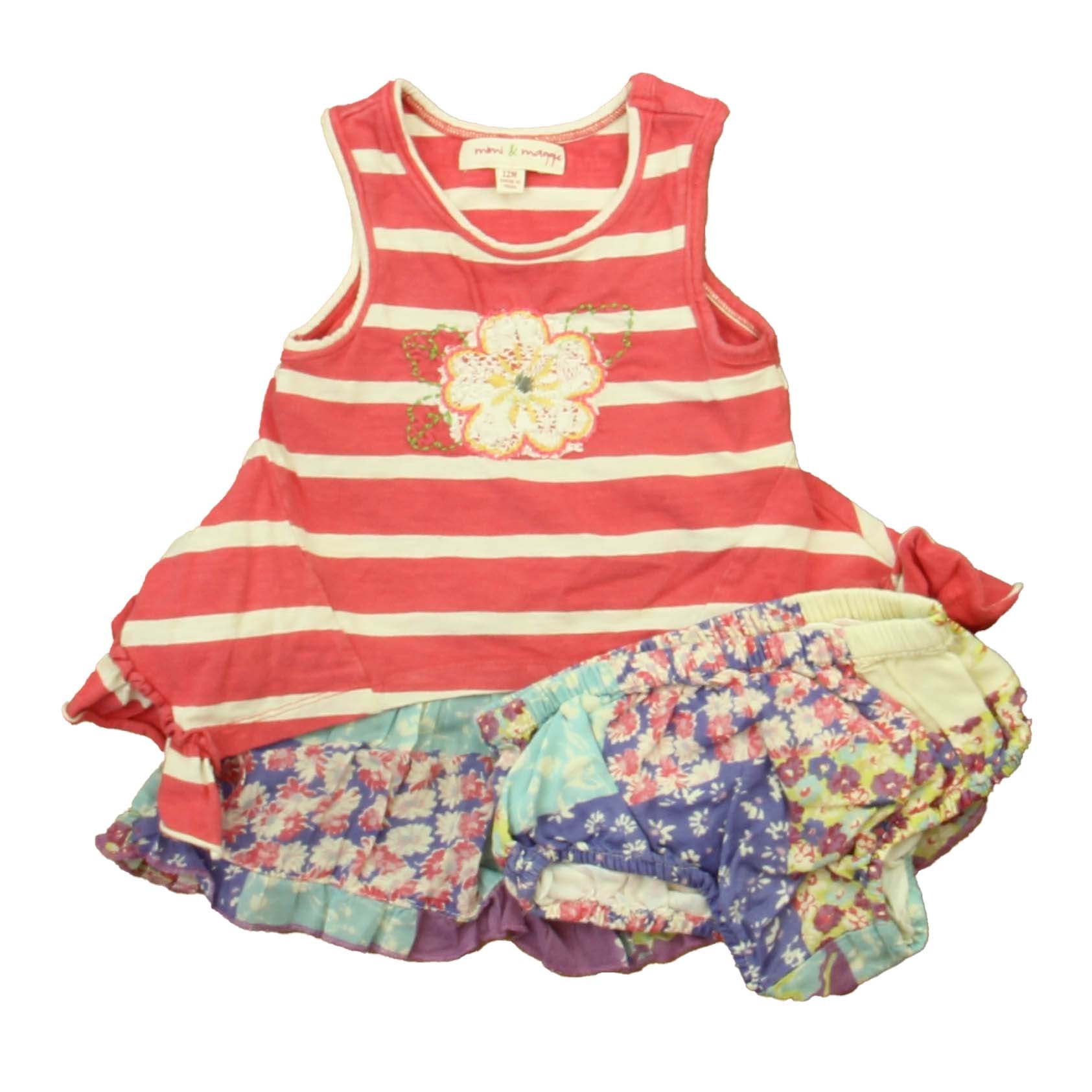 Mimi & Maggie Girls Pink Stripe Dress Size: 12 Months Pink Stripe