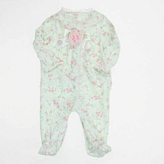 Miniclasix Girls Green Floral Long Sleeve Outfit Size: 3 Months Green Floral