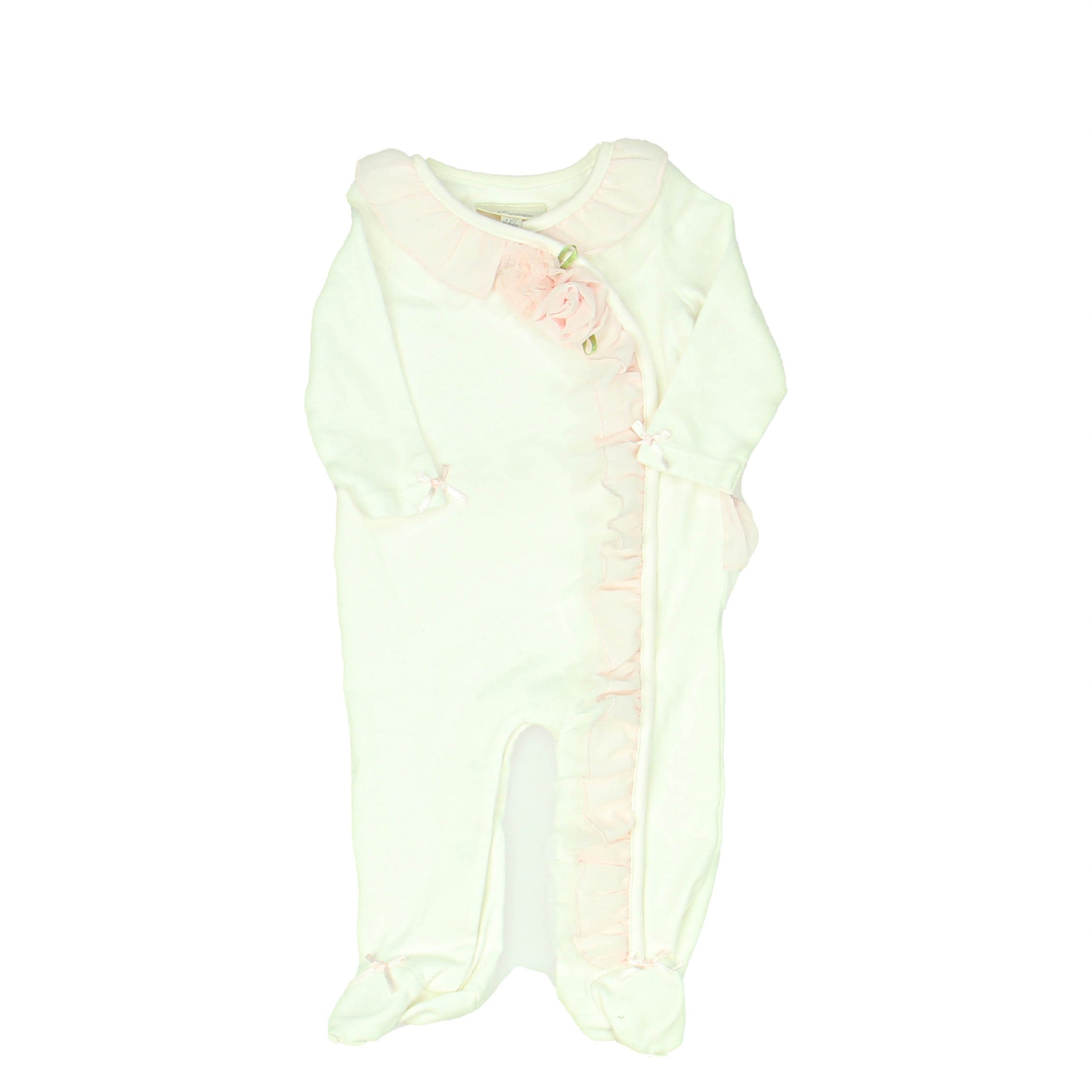 Miniclasix Girls White | Pink Long Sleeve Outfit Size: 6 Months White | Pink