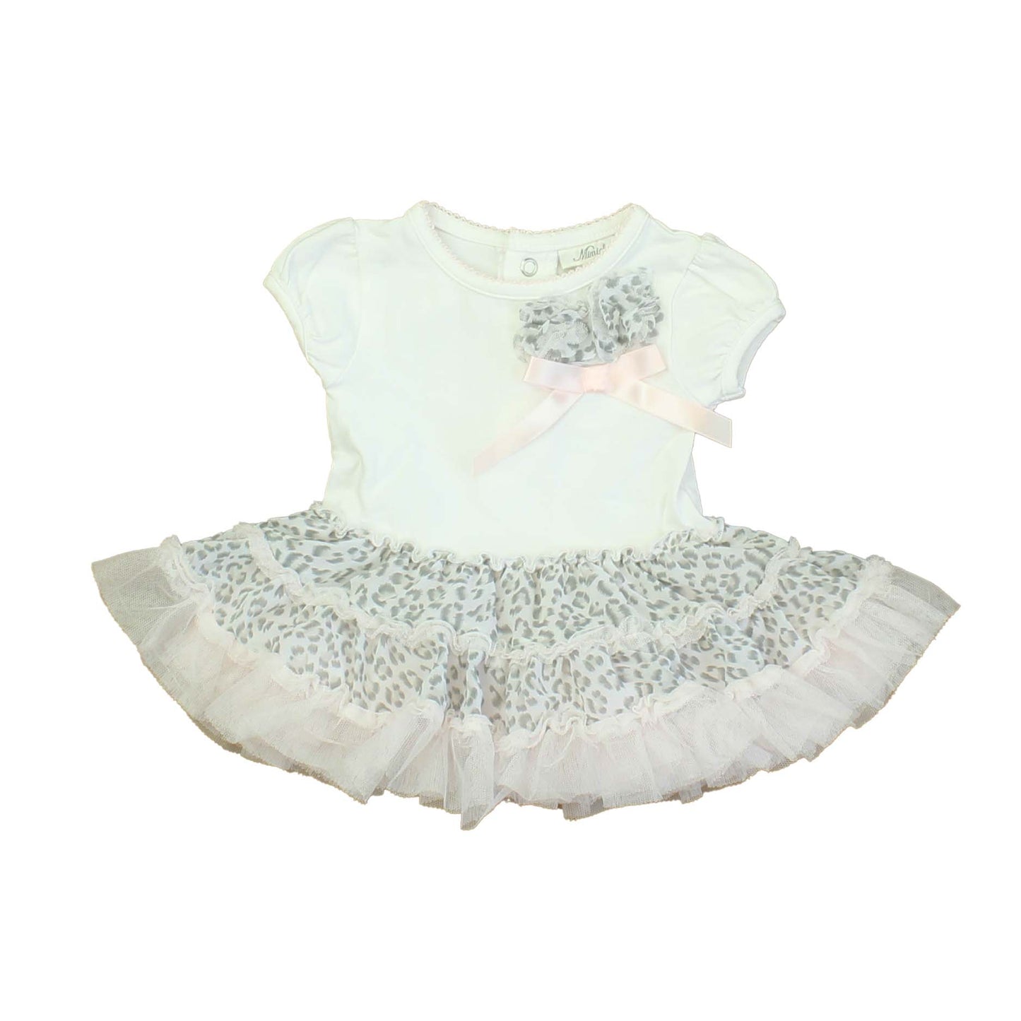 Miniclassix Girls White | Pink | Grey Dress Size: 0-3 Months White | Pink | Grey