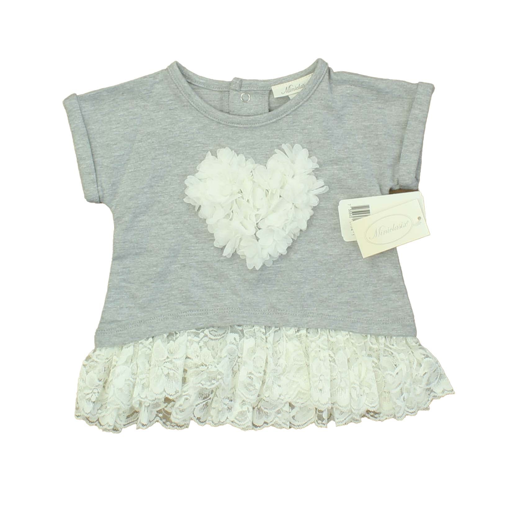 Miniclassix Girls Grey | White Dress Size: 6 Months Grey | White