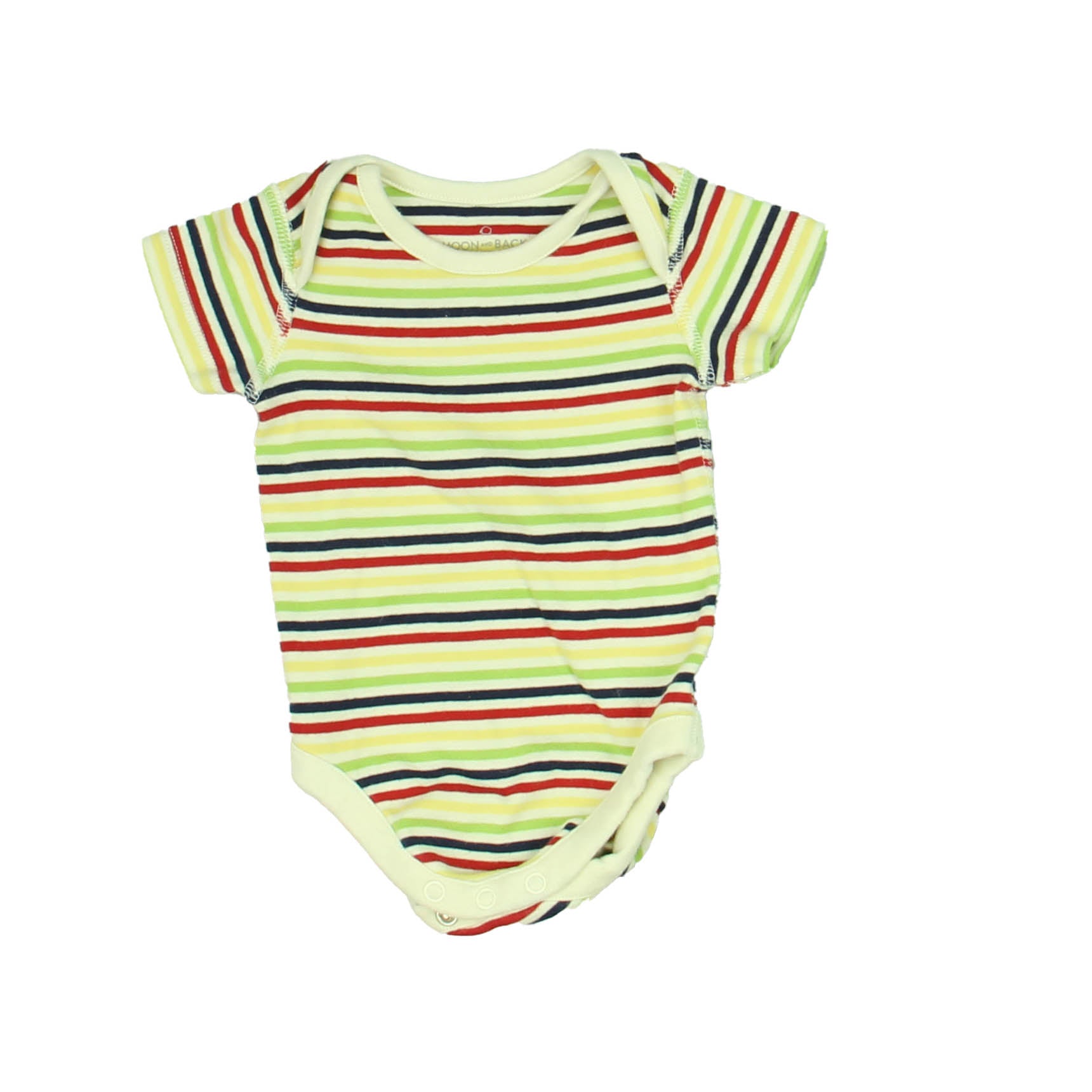 Moon And Back Boys Red | Blue | Yellow Striped Onesie Size: 0-3 Months Red | Blue | Yellow Striped