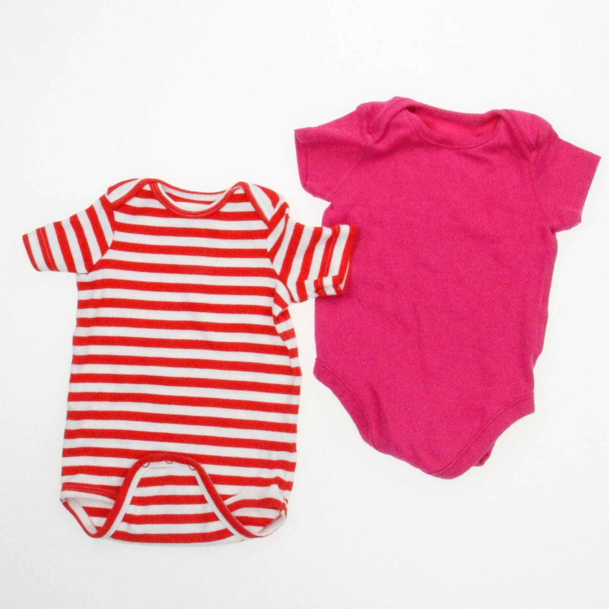 Moon And Back | Primary.com Girls Pink | Red Stripe Onesie Size: 3-6 Months Pink | Red Stripe