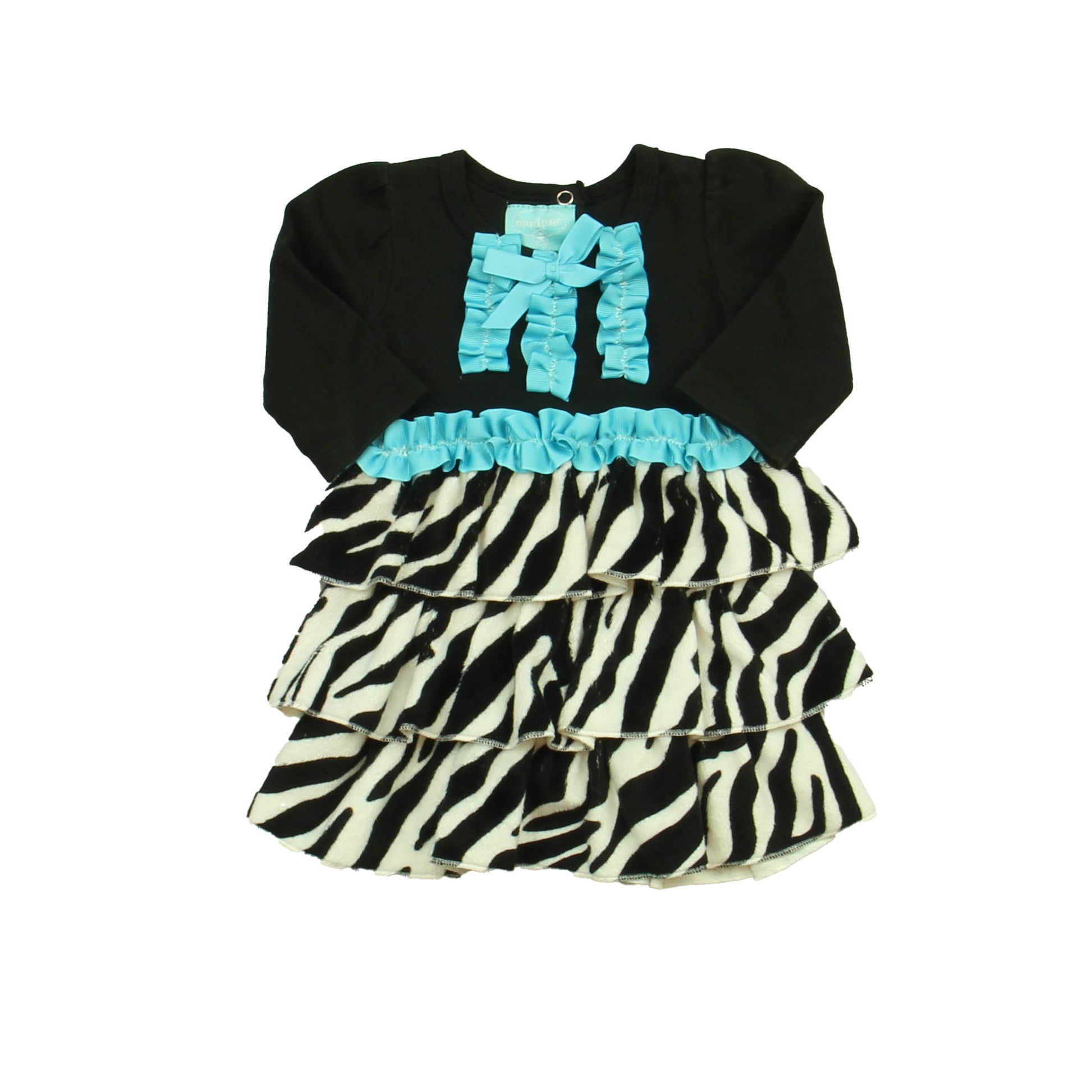 Mudpie Girls Black | White | Blue Dress Size: 0-6 Months Black | White | Blue