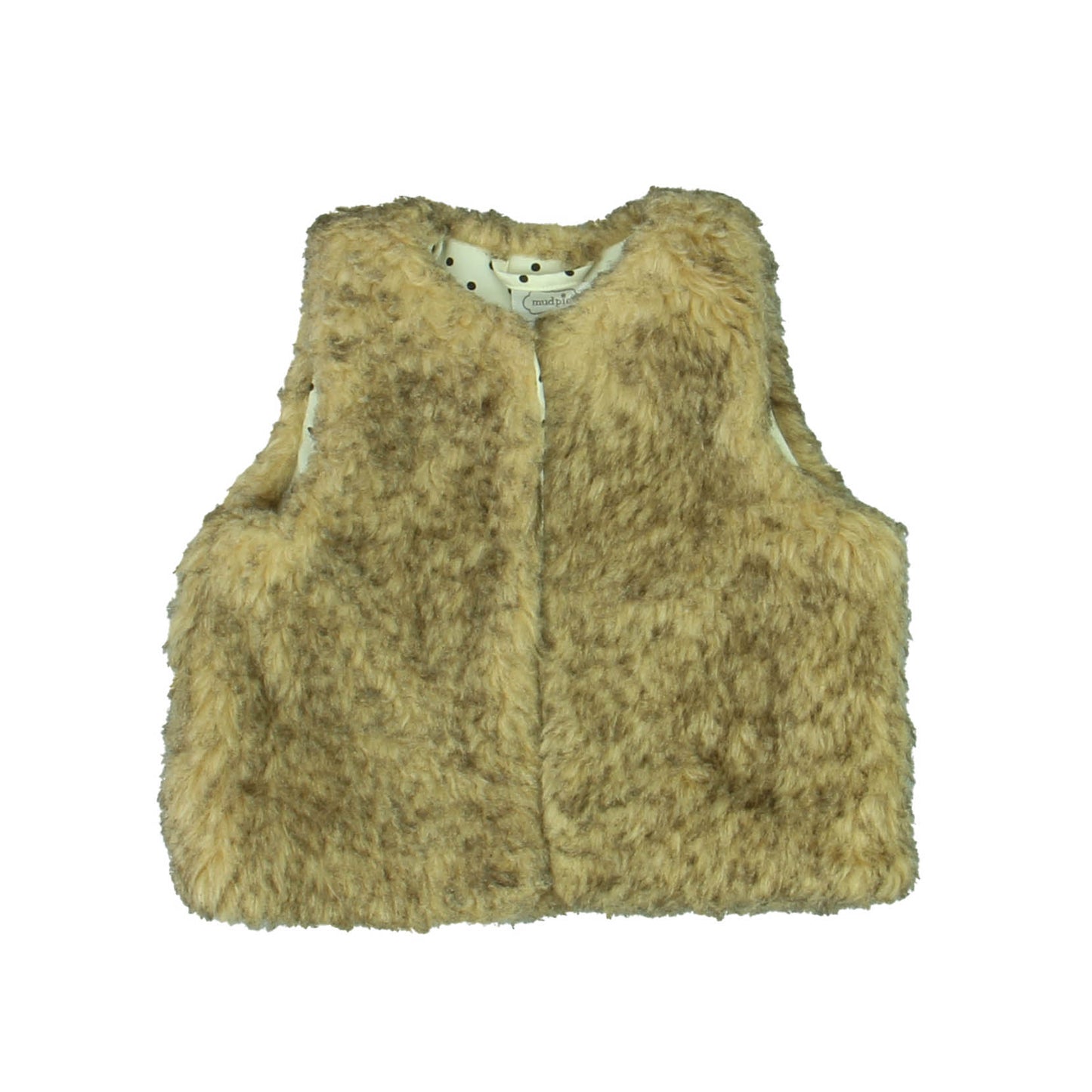 Mudpie Girls Tan | Ivory | Dots Vest Size: 12-18 Months Tan | Ivory | Dots