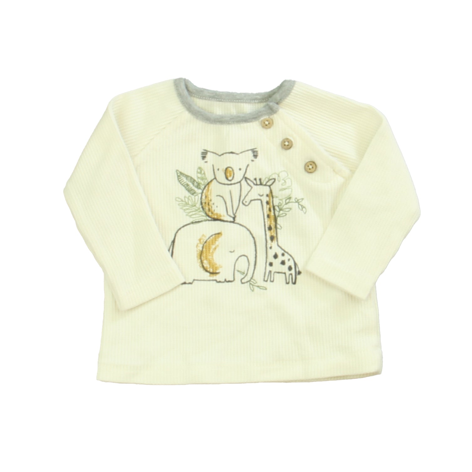 Mudpie Unisex White | Gray Koala Bear Long Sleeve Shirt Size: 3-6 Months White | Gray Koala Bear