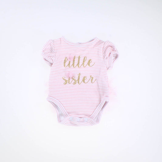 Mudpie Girls Pink | White | Striped Onesie Size: 3 Months Pink | White | Striped