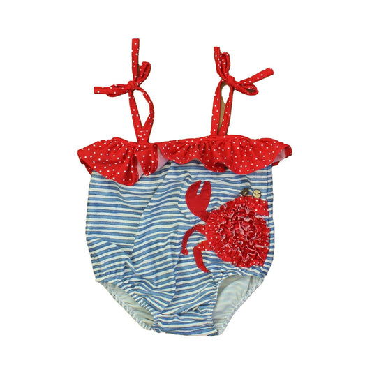 Mudpie Girls Blue | Red | White 1-piece Swimsuit Size: 6-9 Months Blue | Red | White