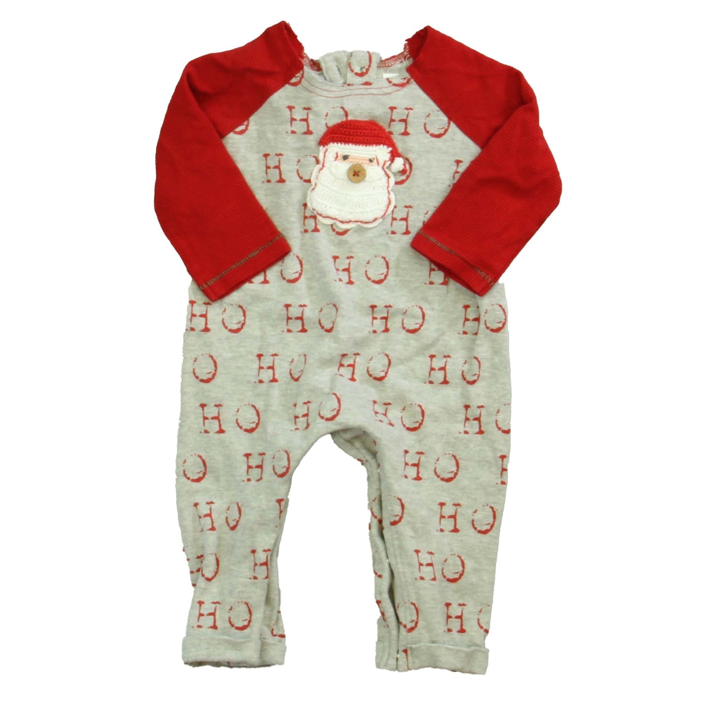 Mudpie Girls Gray | Red Santa Long Sleeve Outfit Size: 6-9 Months Gray | Red Santa