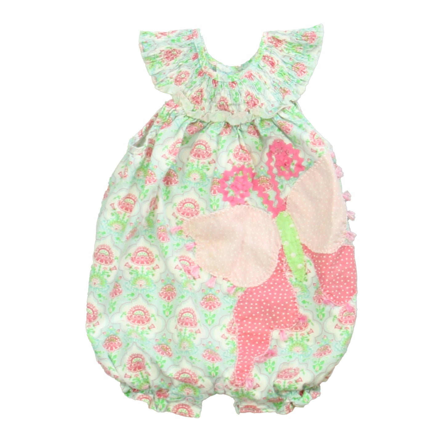 Mudpie Girls White | Pink | Green Romper Size: 9-12 Months White | Pink | Green