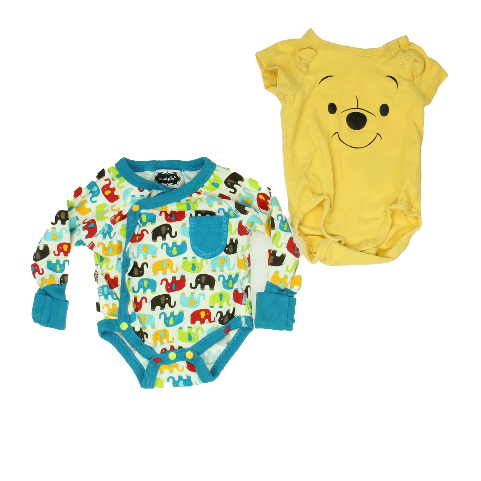 Mudpie | H&M Unisex Yellow | Winnie | Elephants Onesie Size: 0-4 Months Yellow | Winnie | Elephants