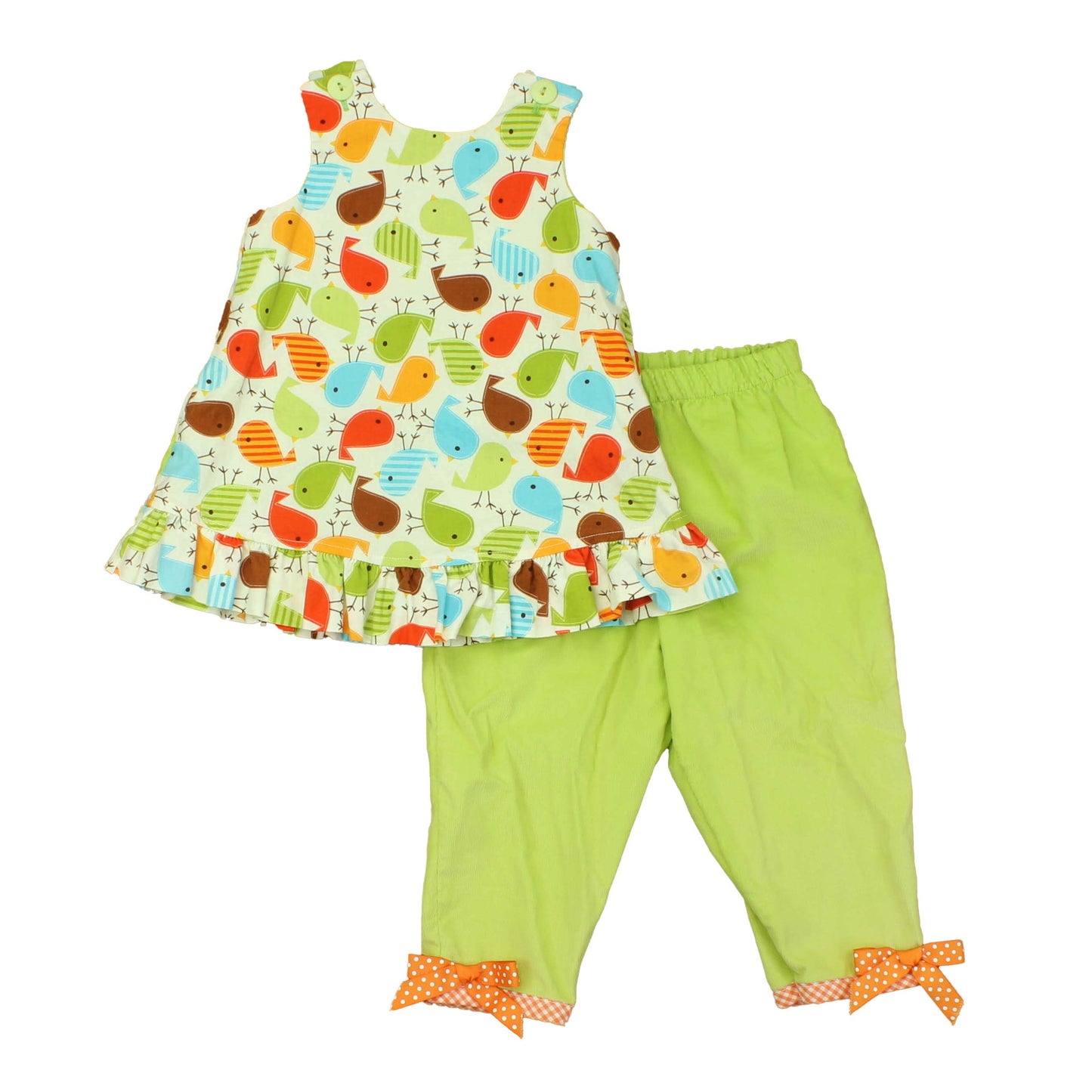 Mulberry Street Girls Green | Birds Apparel Sets Size: 18 Months Green | Birds