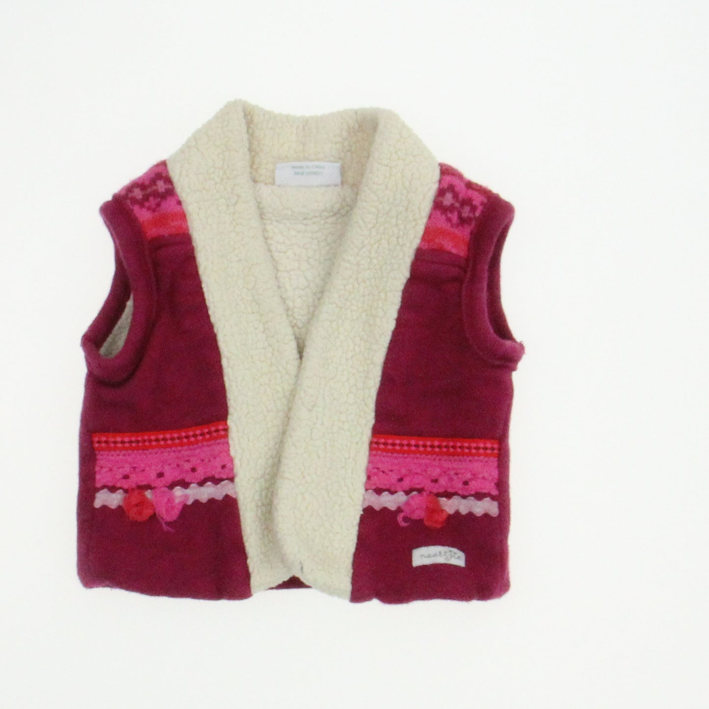 Naartjie Girls Pink | Ivory Vest Size: 6-12 Months Pink | Ivory