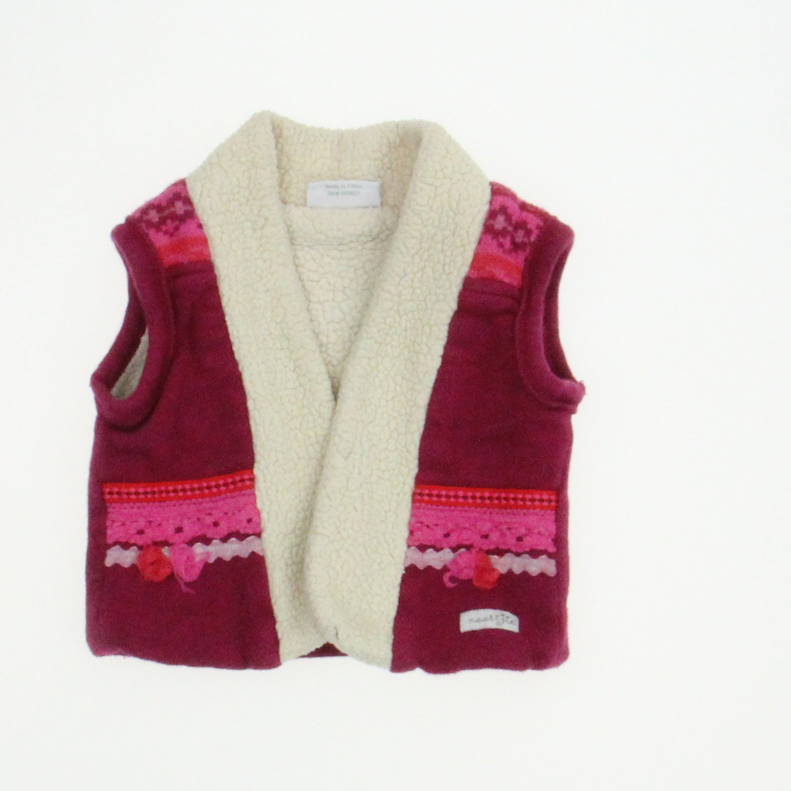 Naartjie Girls Pink | Ivory Vest Size: 6-12 Months Pink | Ivory