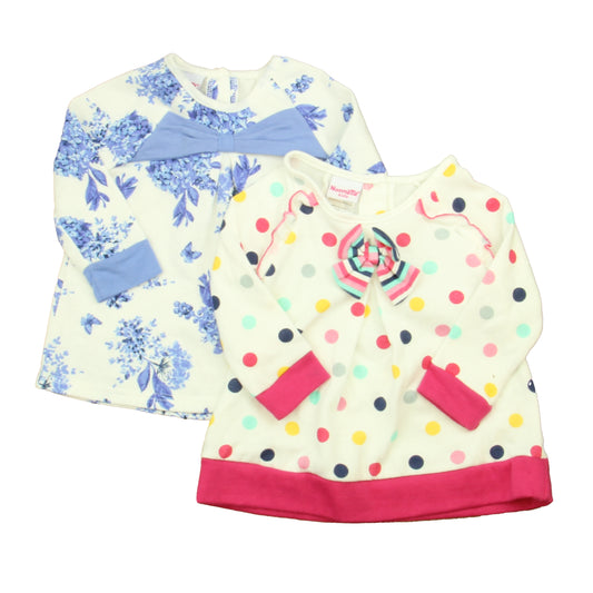 Nanette Baby Girls White | Blue Floral | Pink Polka Dots Long Sleeve Shirt Size: 24 Months White | Blue Floral | Pink Polka Dots