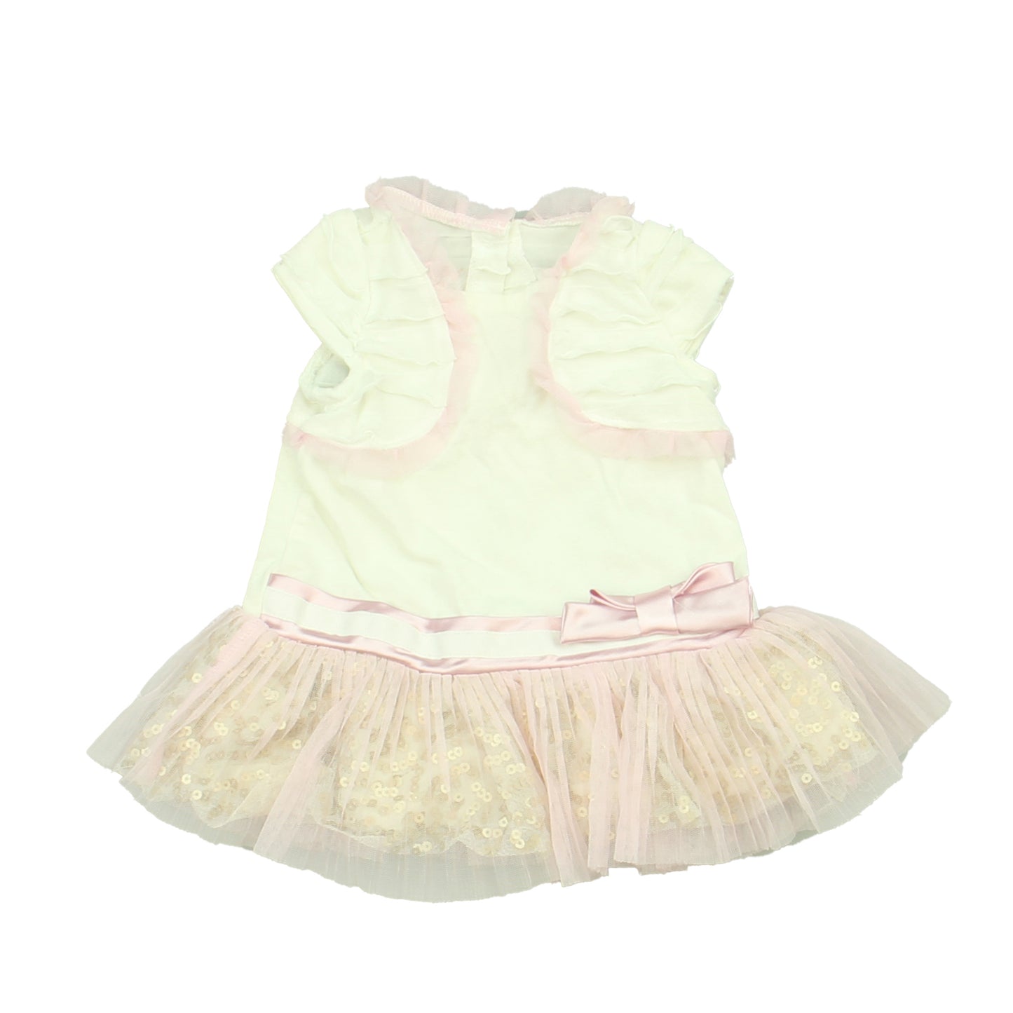 Nannette Baby Girls White | Pink Dress Size: 3-6 Months White | Pink