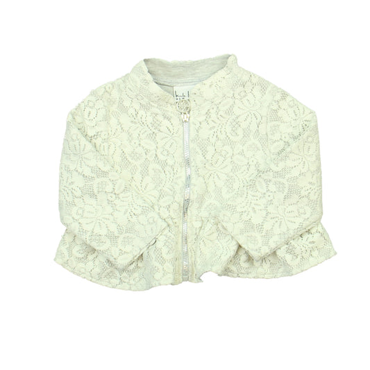 Nicole Miller Girls Ivory | Gray Jacket Size: 12 Months