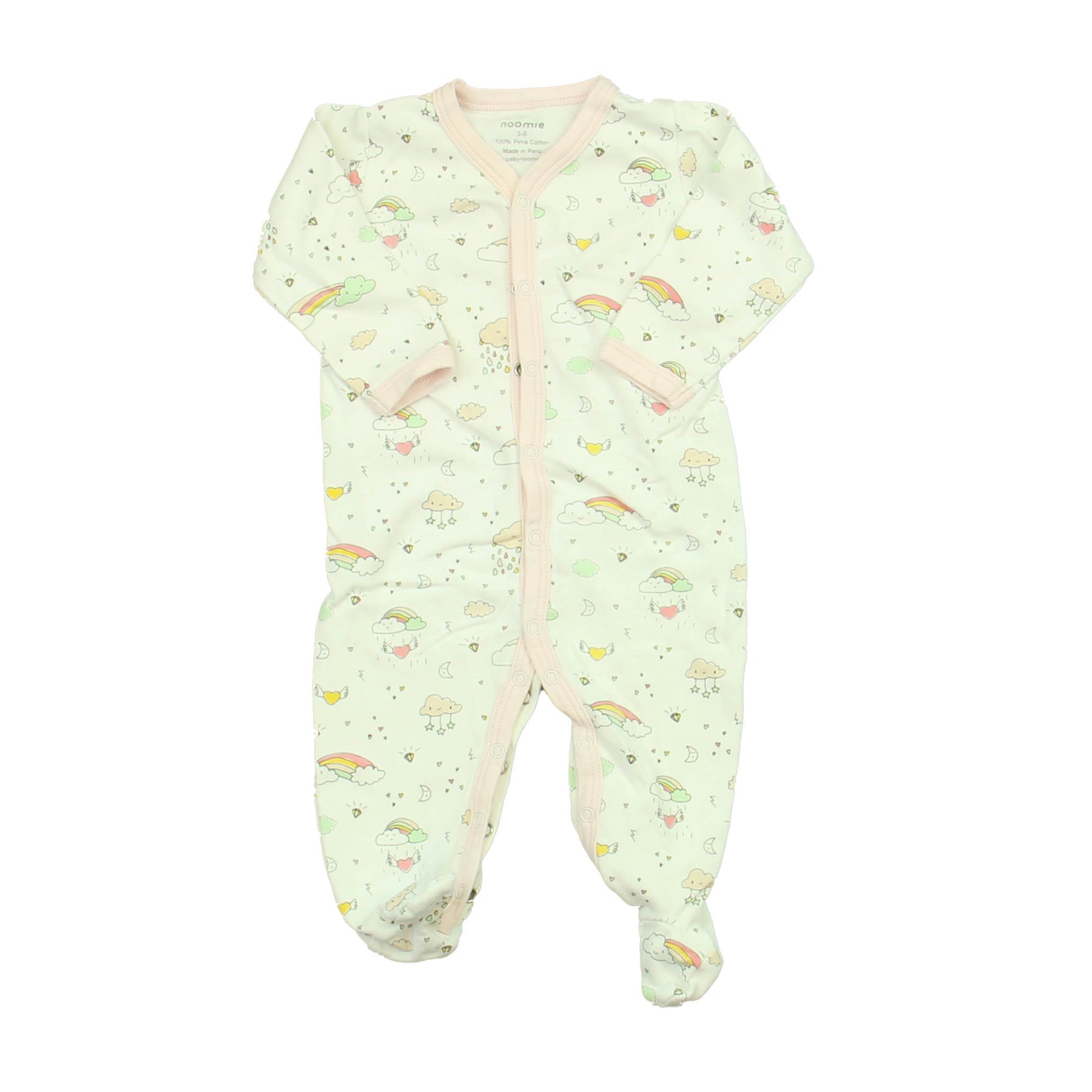 Noomie Boys White | Rainbow | Clouds 1-piece Non-footed Pajamas Size: 3-6 Months White | Rainbow | Clouds