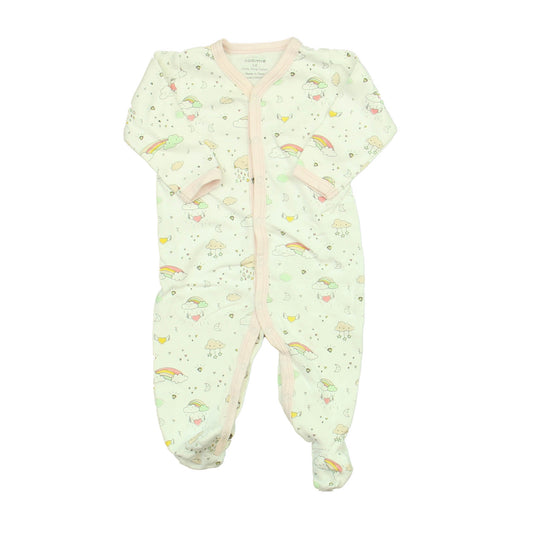 Noomie Boys White | Rainbow | Clouds 1-piece Non-footed Pajamas Size: 3-6 Months White | Rainbow | Clouds