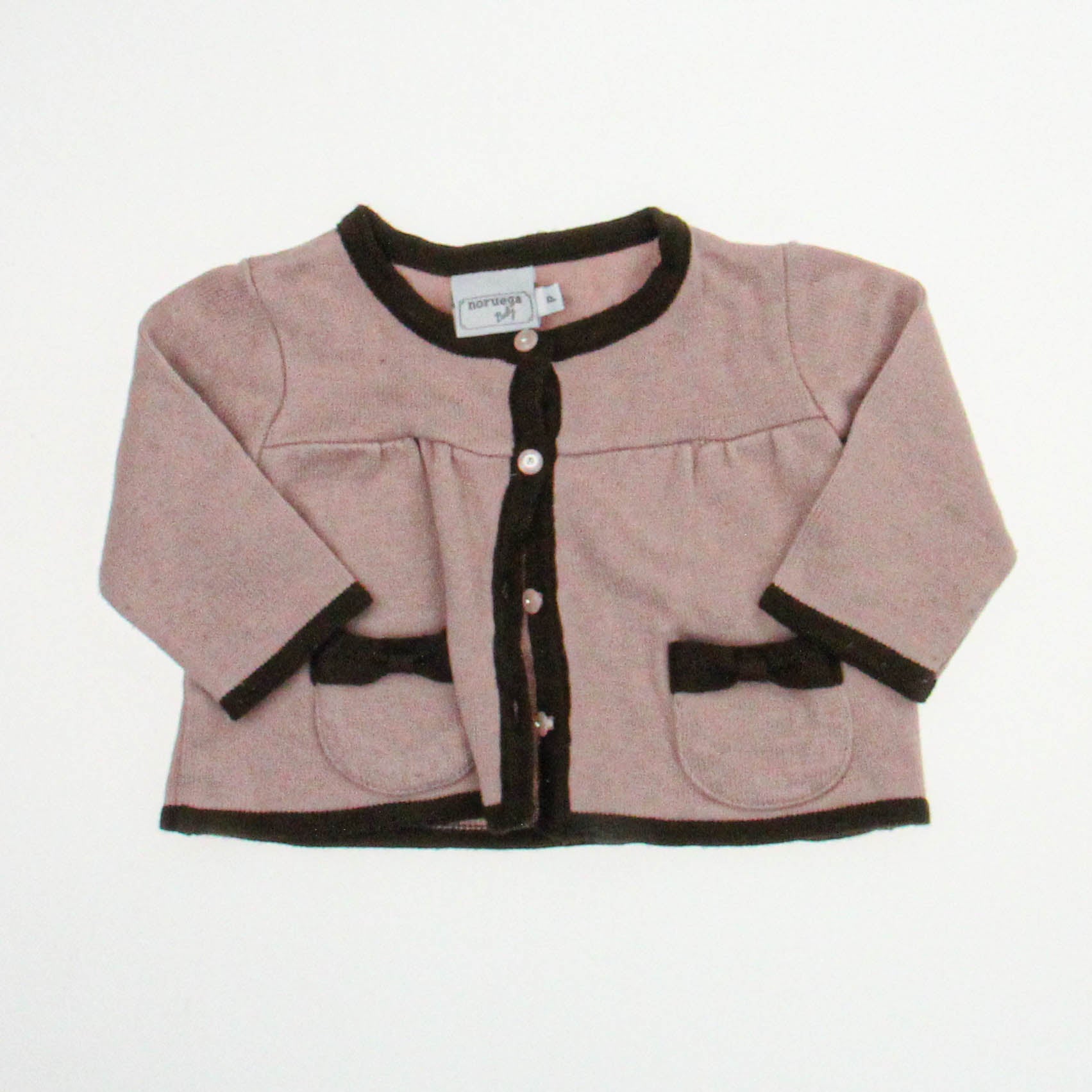 Noruega Girls Pink | Brown Cardigan Size: *3-6 Months Pink | Brown