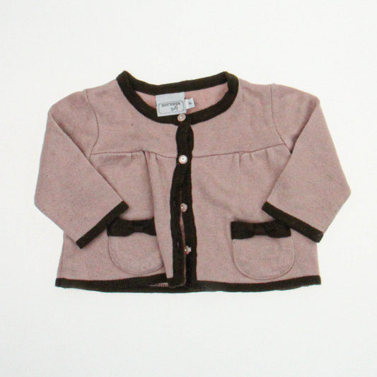 Noruega Girls Pink | Brown Cardigan Size: *3-6 Months Pink | Brown