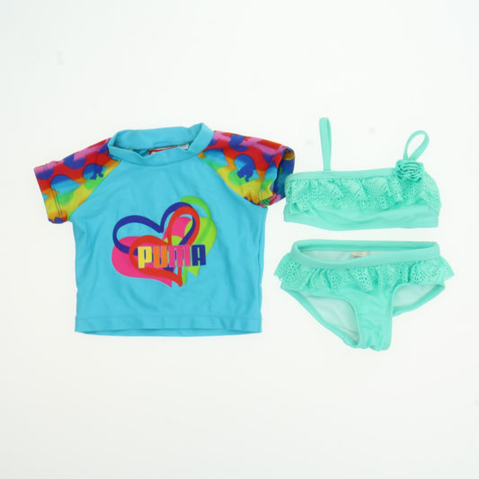 OP | Puma Girls Green | Blue Puma 2-piece Swimsuit Size: 3-6 Months Green | Blue Puma