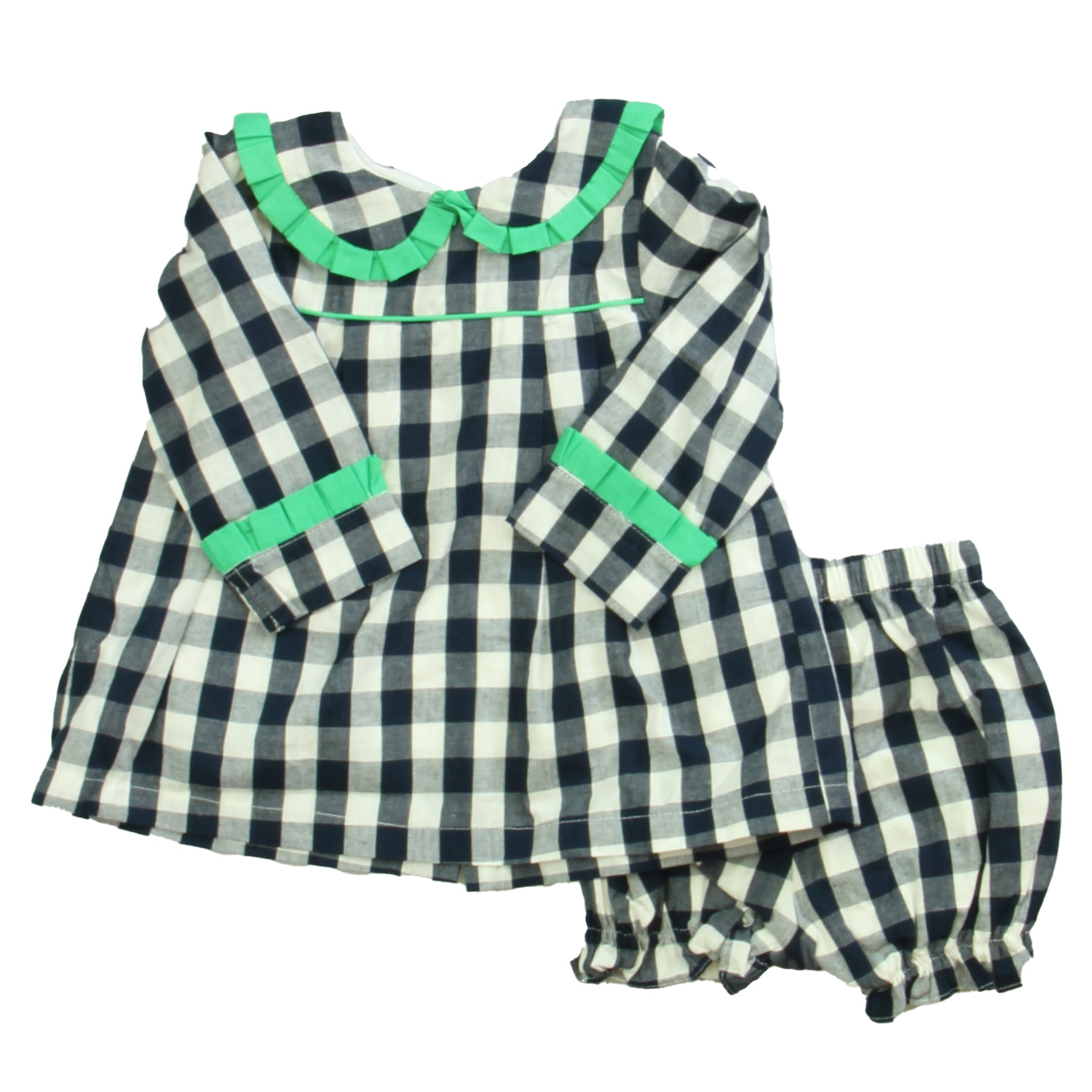 Oaks Apparel Girls Navy | White | Green Apparel Sets Size: 12 Months Navy | White | Green