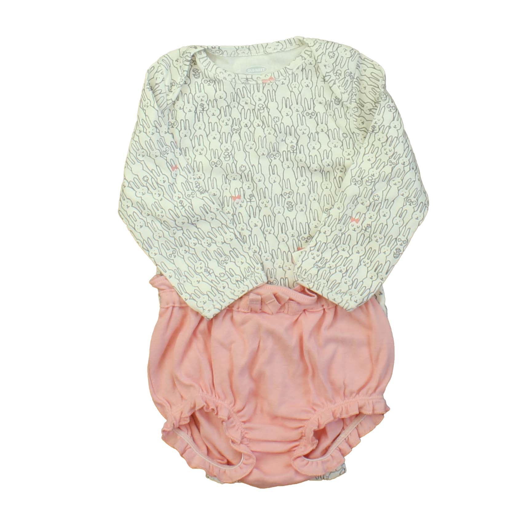 Old Navy Girls White | Pink | Rabbits Apparel Sets Size: 6-12 Months White | Pink | Rabbits