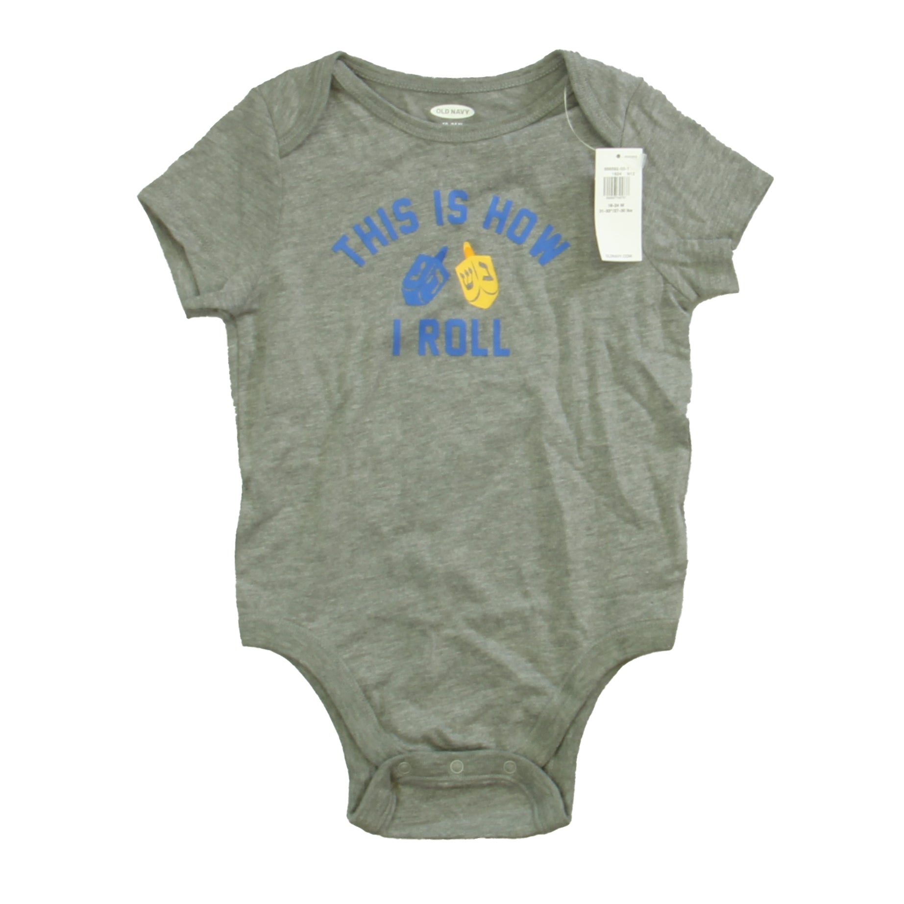 Old Navy Boys Gray Dreidel Onesie Size: 18-24 Months Gray Dreidel