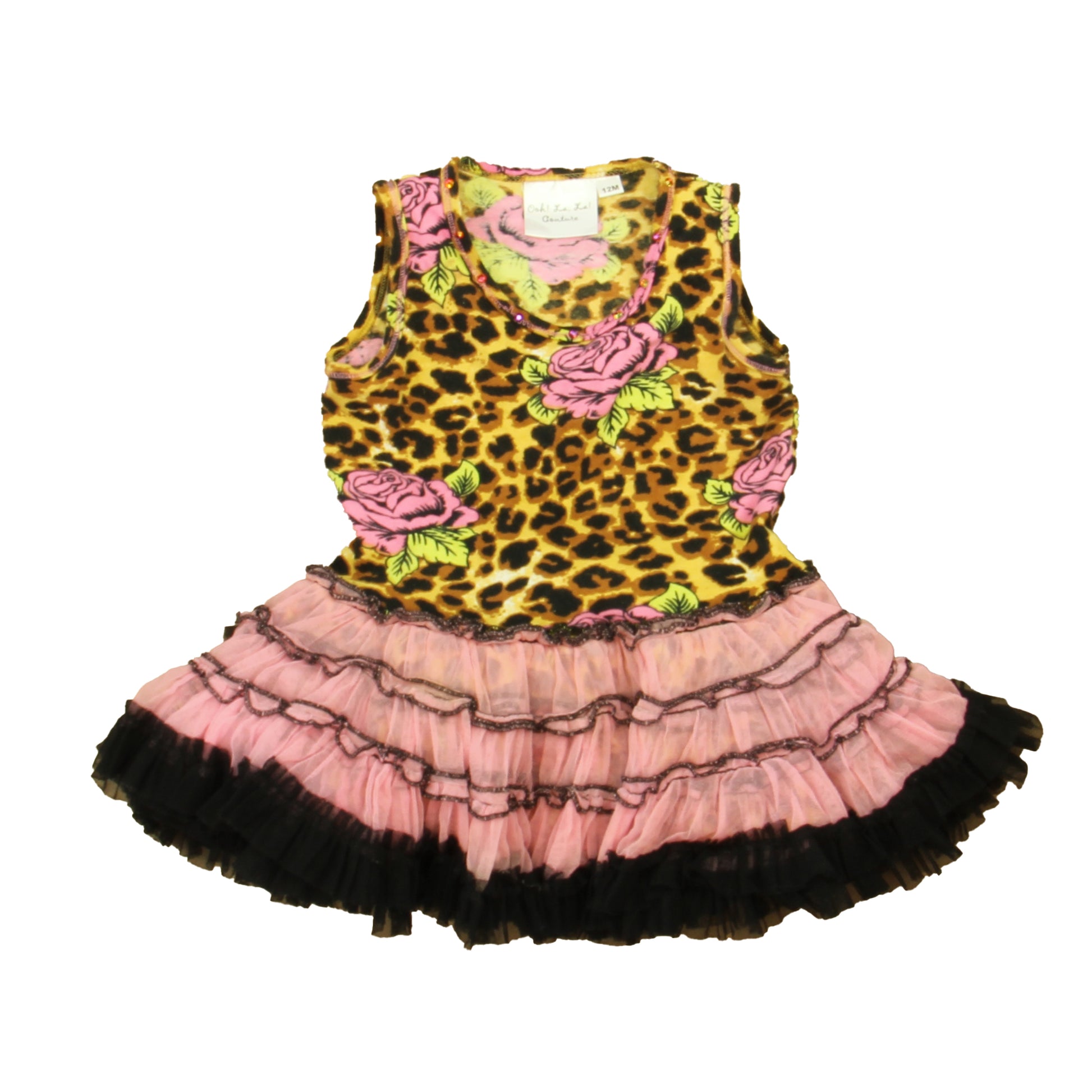 Ooh La La Couture Girls Leopard | Pink Dress Size: 12 Months Leopard | Pink