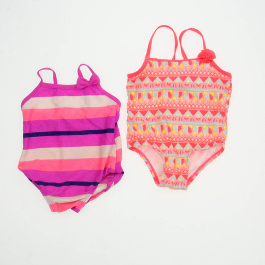 Osh Kosh | OP Girls Purple Stripe | Coral 1-piece Swimsuit Size: 3-6 Months Purple Stripe | Coral