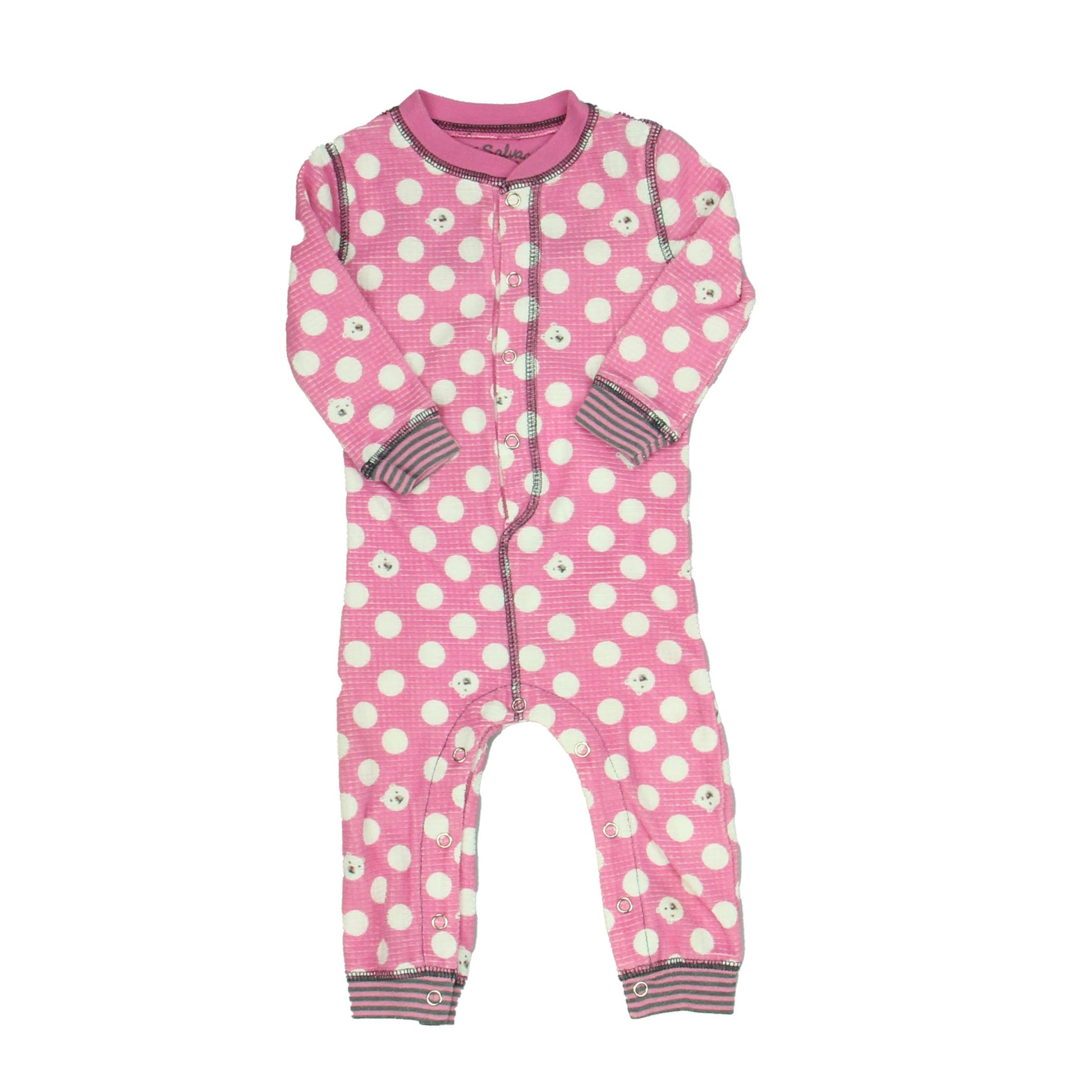 P.J. Salvage Girls Pink | White | Gray 1-piece Non-footed Pajamas Size: 6-12 Months Pink | White | Gray