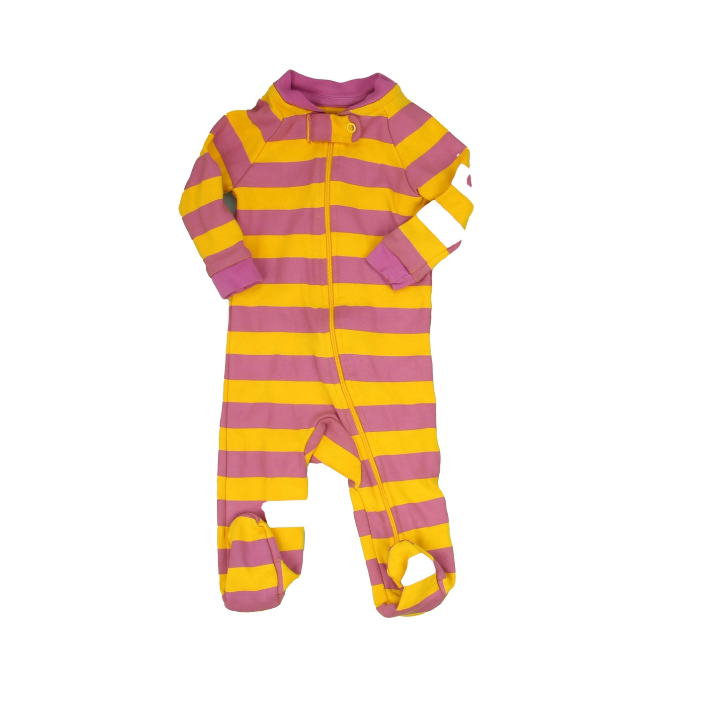 Pact Organic Girls Yellow | Pink | Stripes 1-piece footed Pajamas Size: 0-3 Months Yellow | Pink | Stripes
