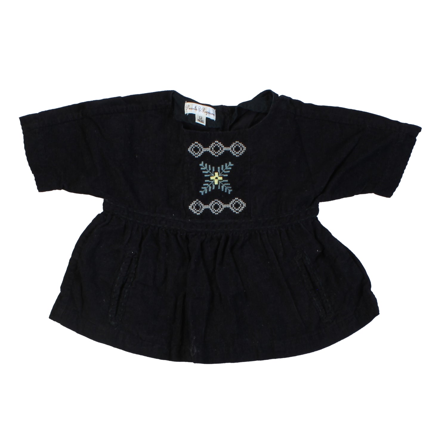 Pearls & Popcorn Girls Black Blouse Size: 12 Months Black