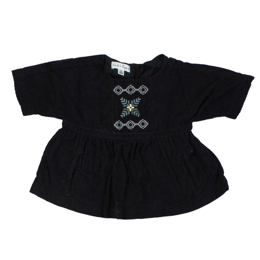 Pearls & Popcorn Girls Black Blouse Size: 12 Months Black